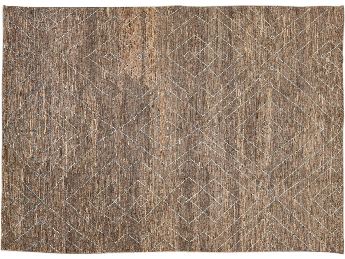 Modern Moroccan Wool Rug 10 X 14
