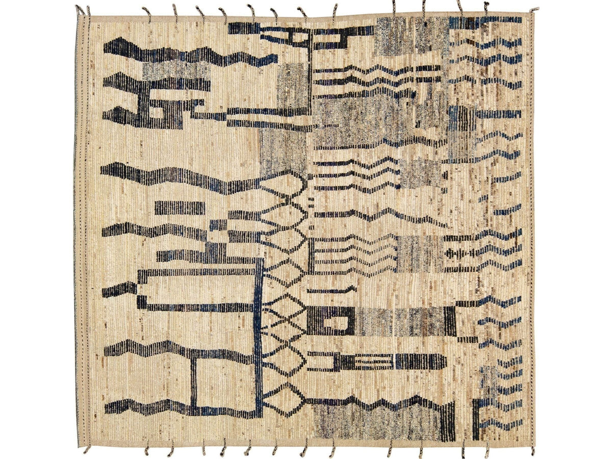 Modern Moroccan Boho Wool Rug 12 X 13