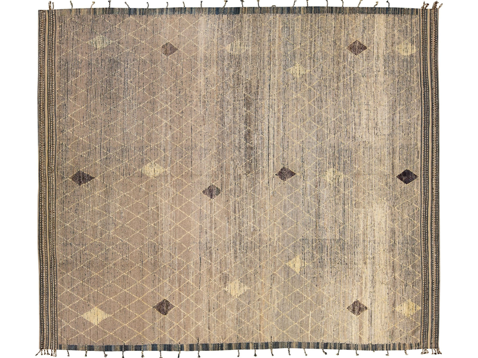 Modern Moroccan Boho Wool Rug 13 X 15