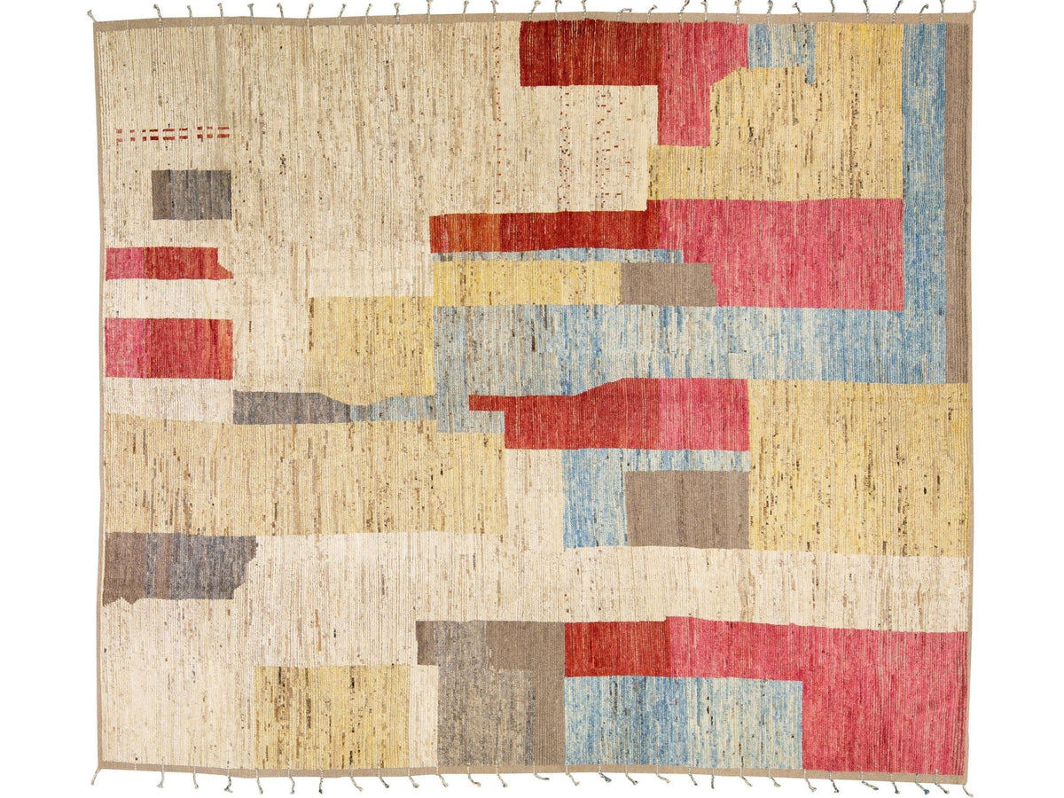 Modern Moroccan Wool Rug 14 X 16