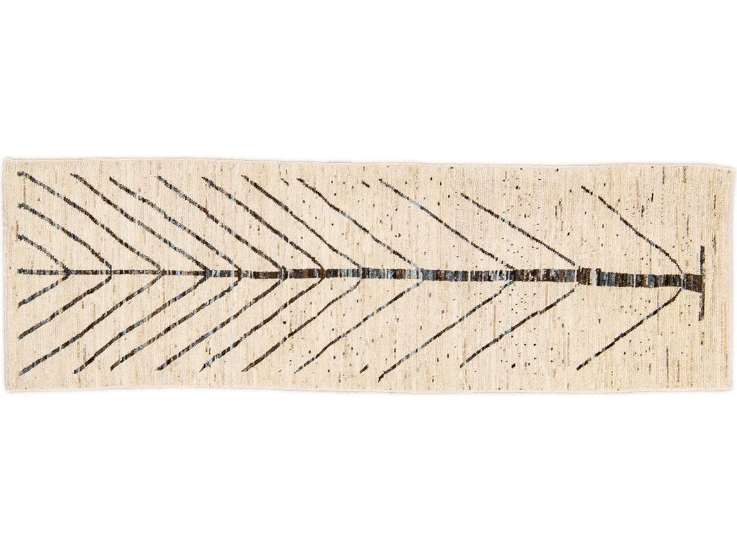 Modern Moroccan Wool Boho Runner 3 X 9