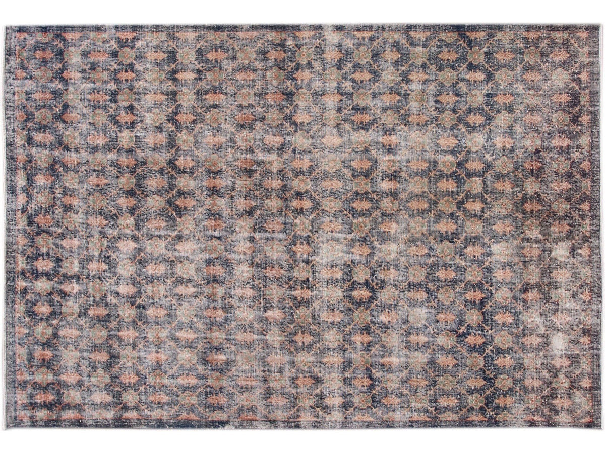 Vintage Turkish Art Deco Wool Rug 7 X 11
