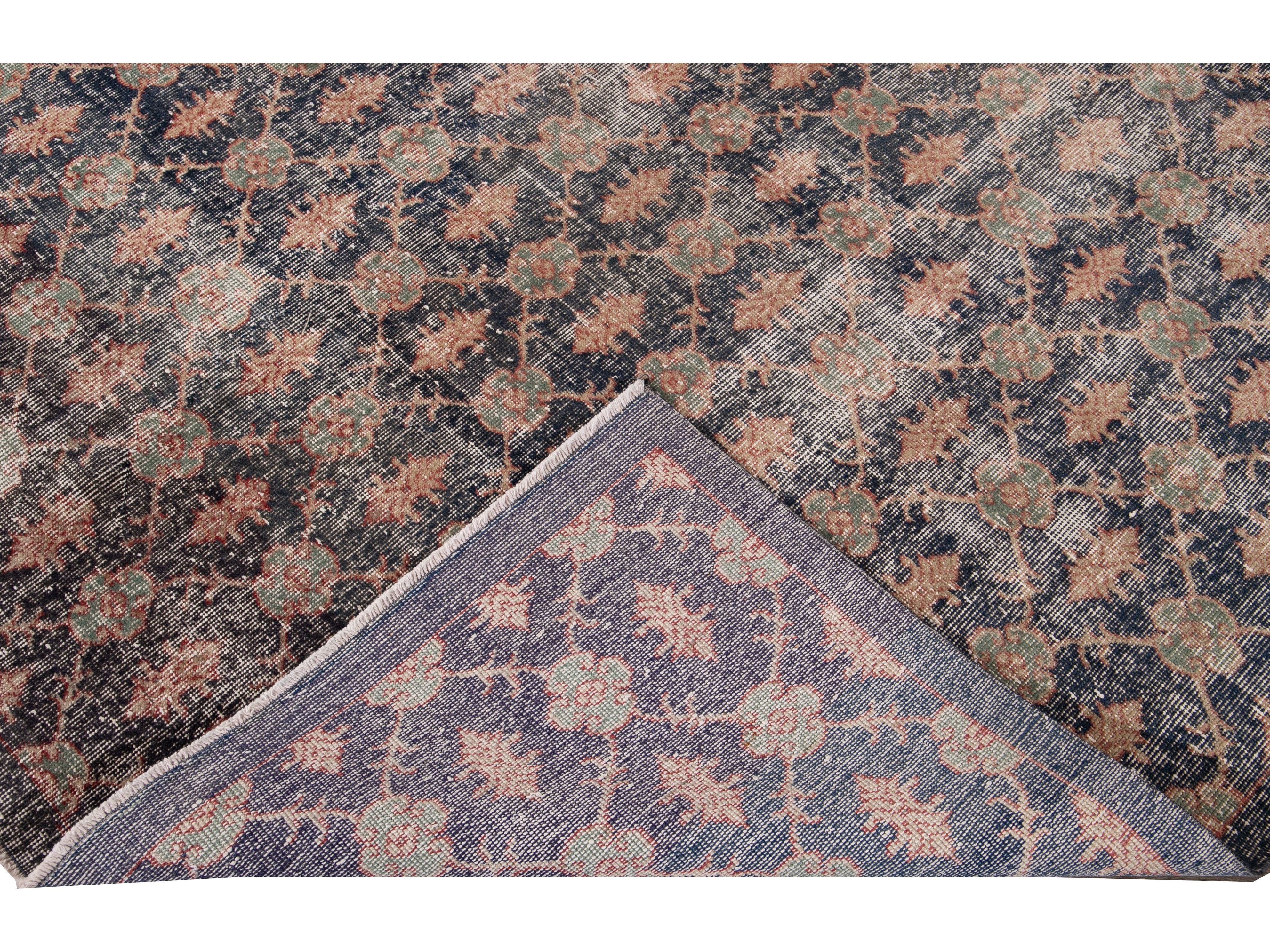 Vintage Turkish Deco Wool Rug 7 X 11