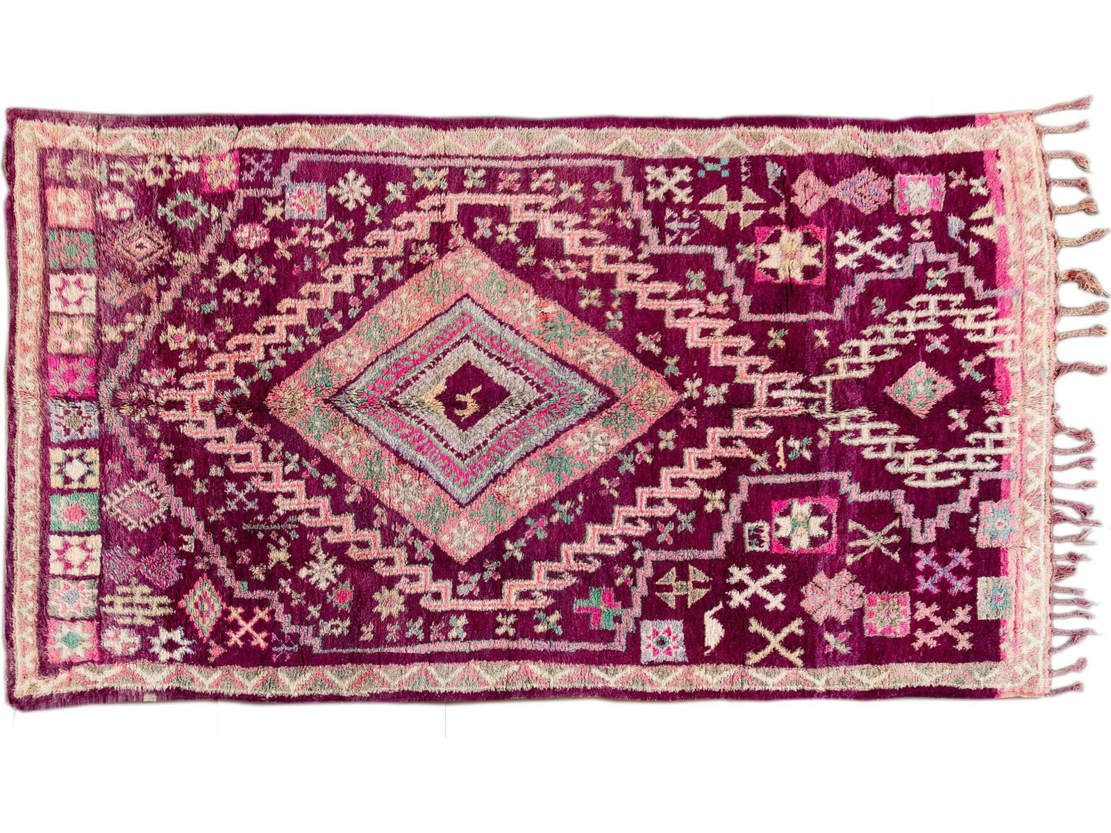 Vintage Purple Tribal Morrocan Wool Rug, 6 x 11