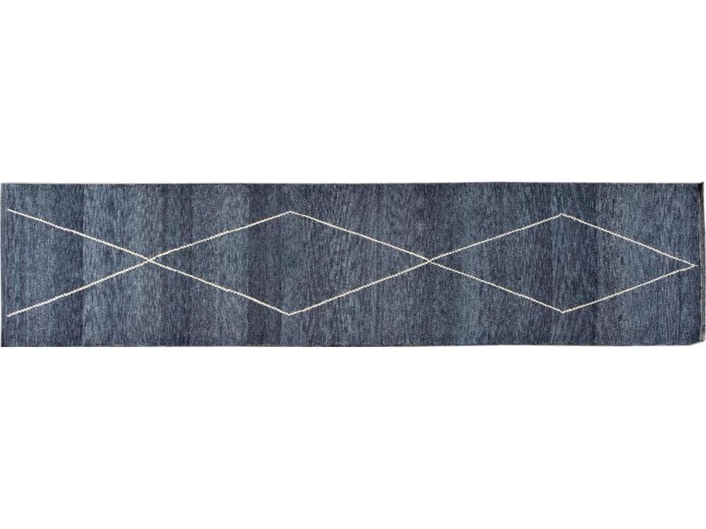 Modern Moroccan Style Wool Runner 3 X 14