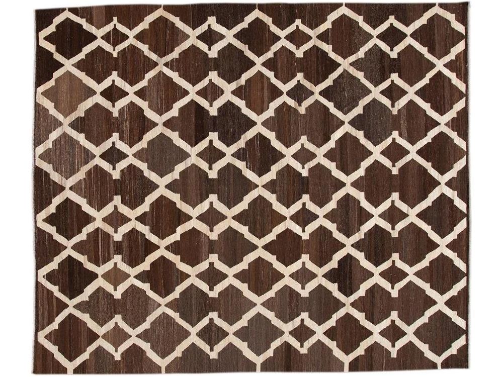 Modern Abstract Kilim Wool Rug 8 X 10