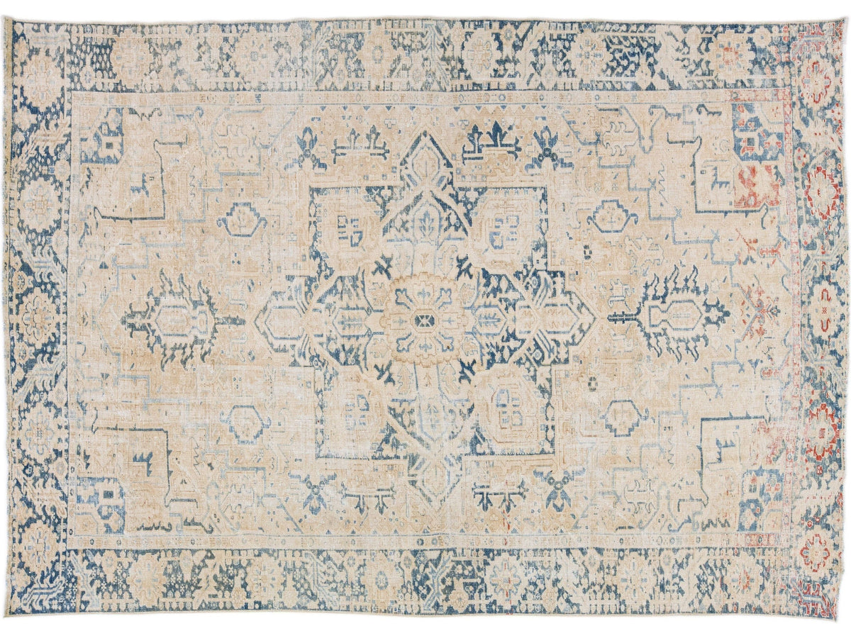 Antique Heriz Wool Rug 8 X 11
