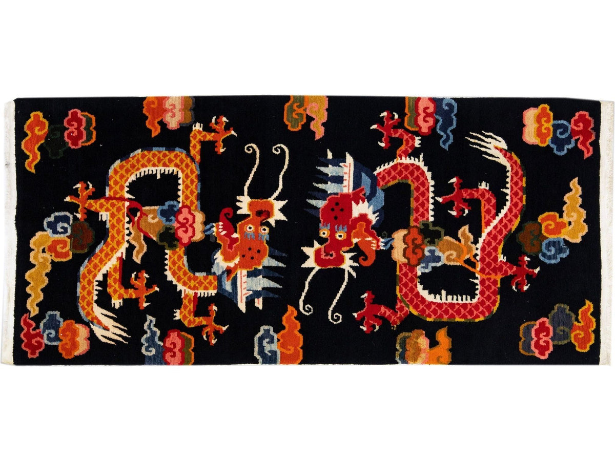 Antique Peking Chinese Wool Rug 3 X 7