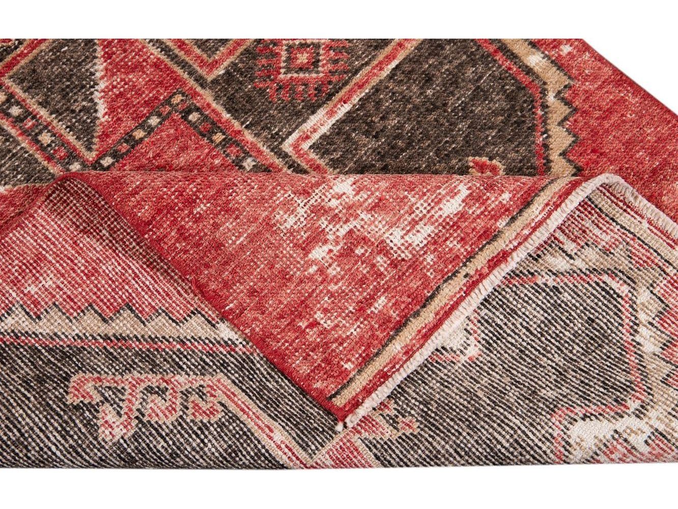 Vintage Turkish Geometric Wool Runner 3 X 11