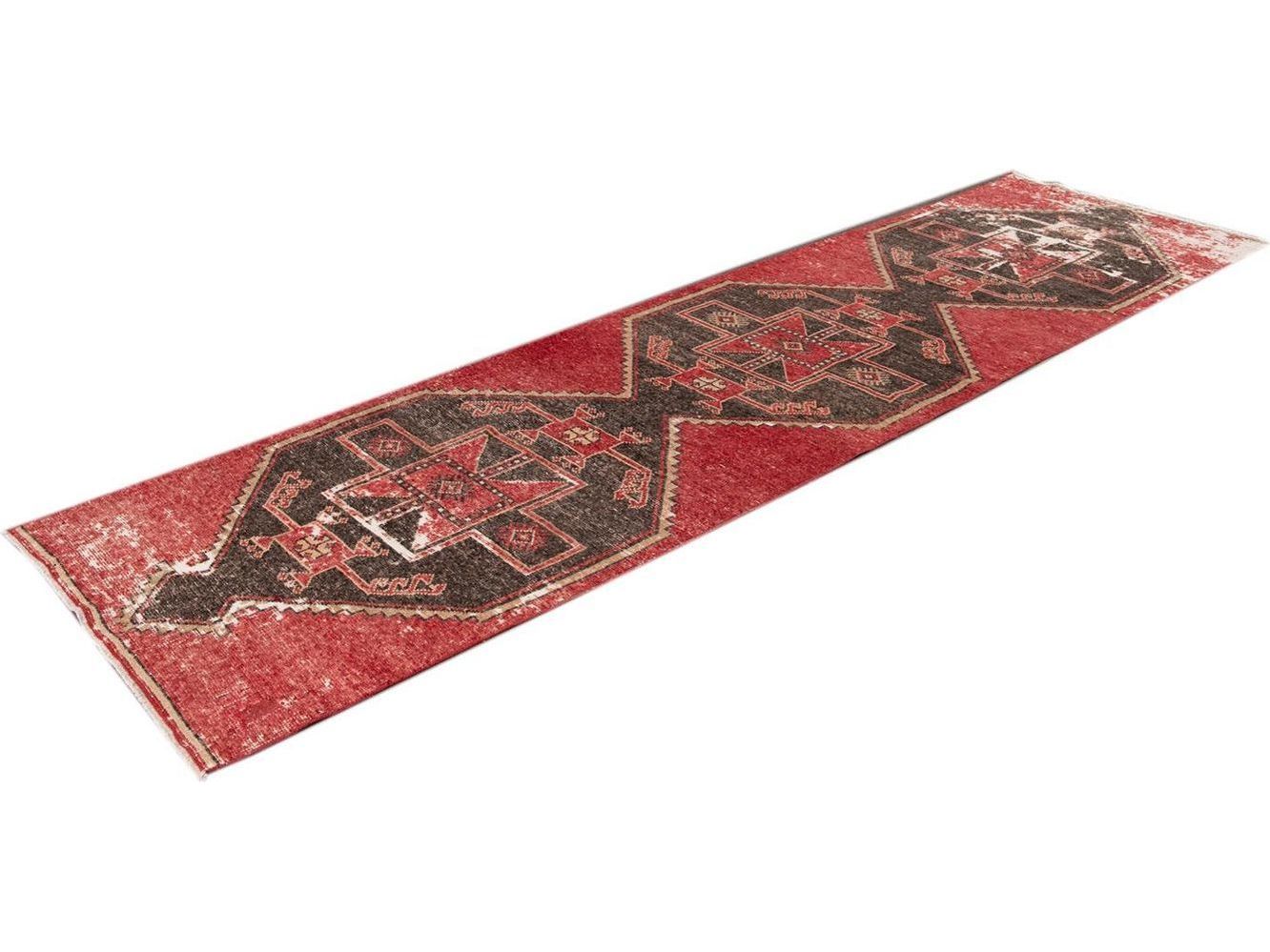 Vintage Turkish Geometric Wool Runner 3 X 11