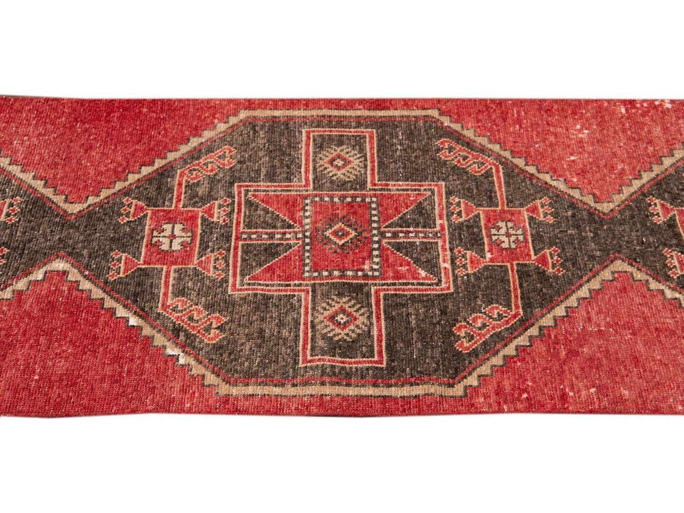 Vintage Turkish Geometric Wool Runner 3 X 11