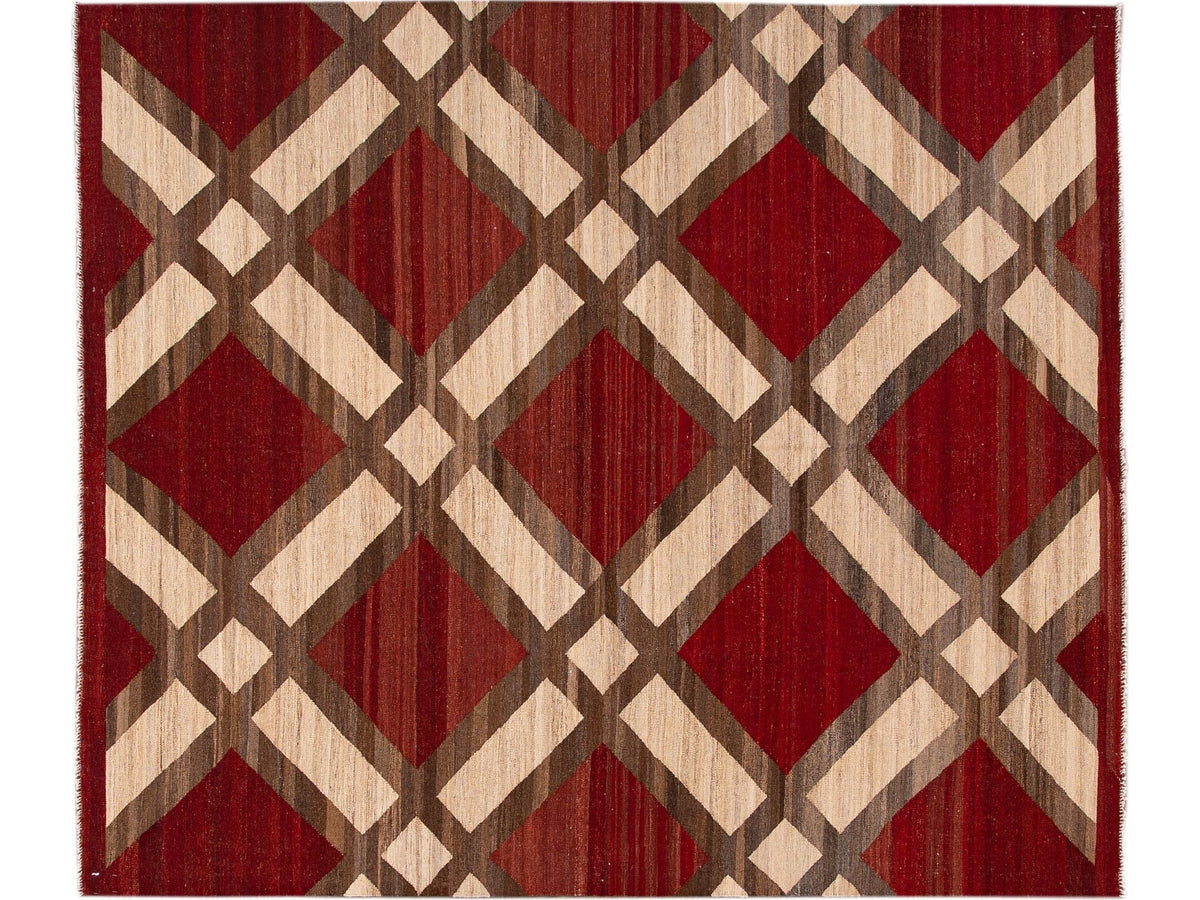 Modern Kilim Flatweave Wool Rug 8 X 10