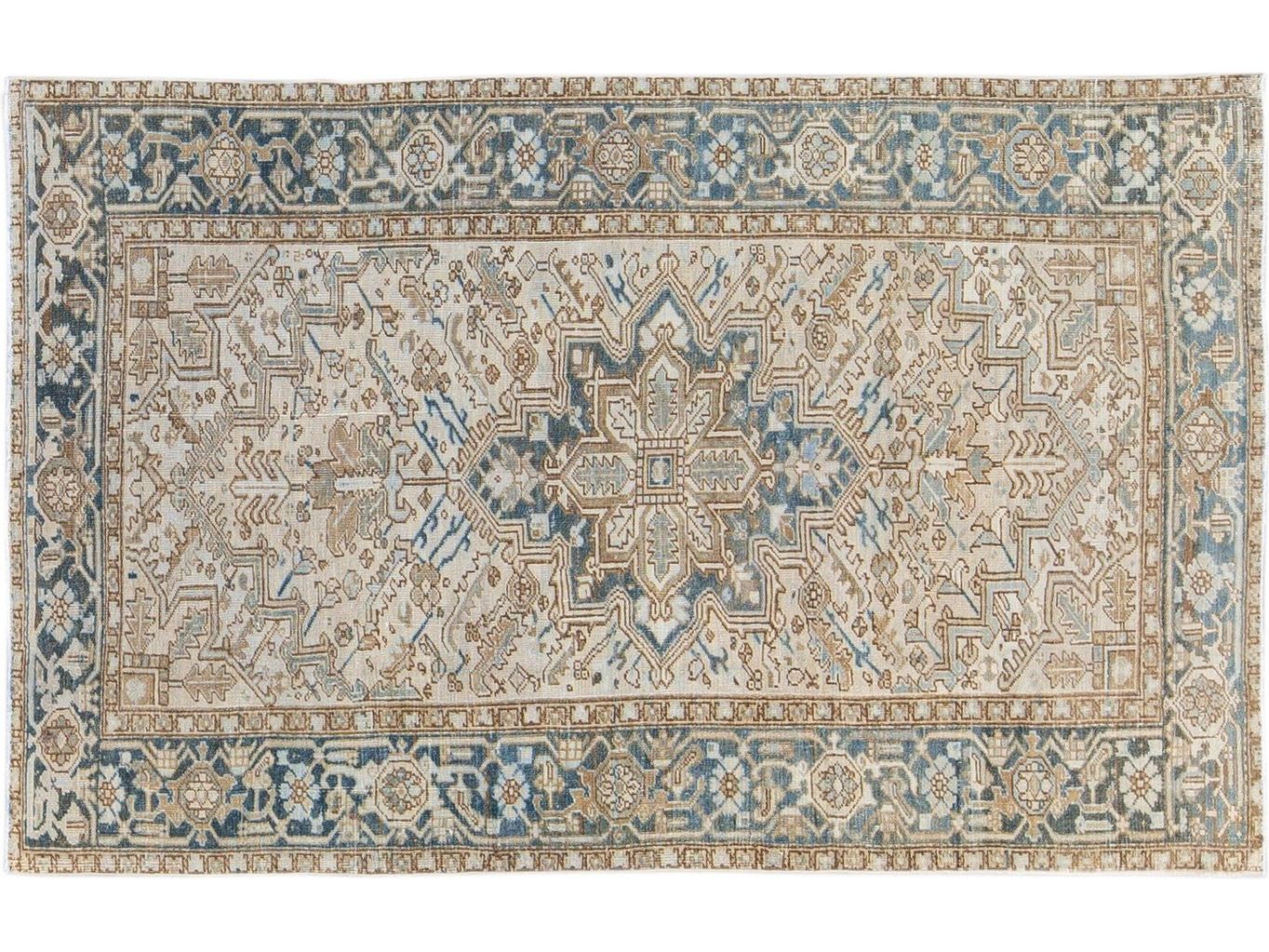Antique Heriz Wool Rug 6 X 9