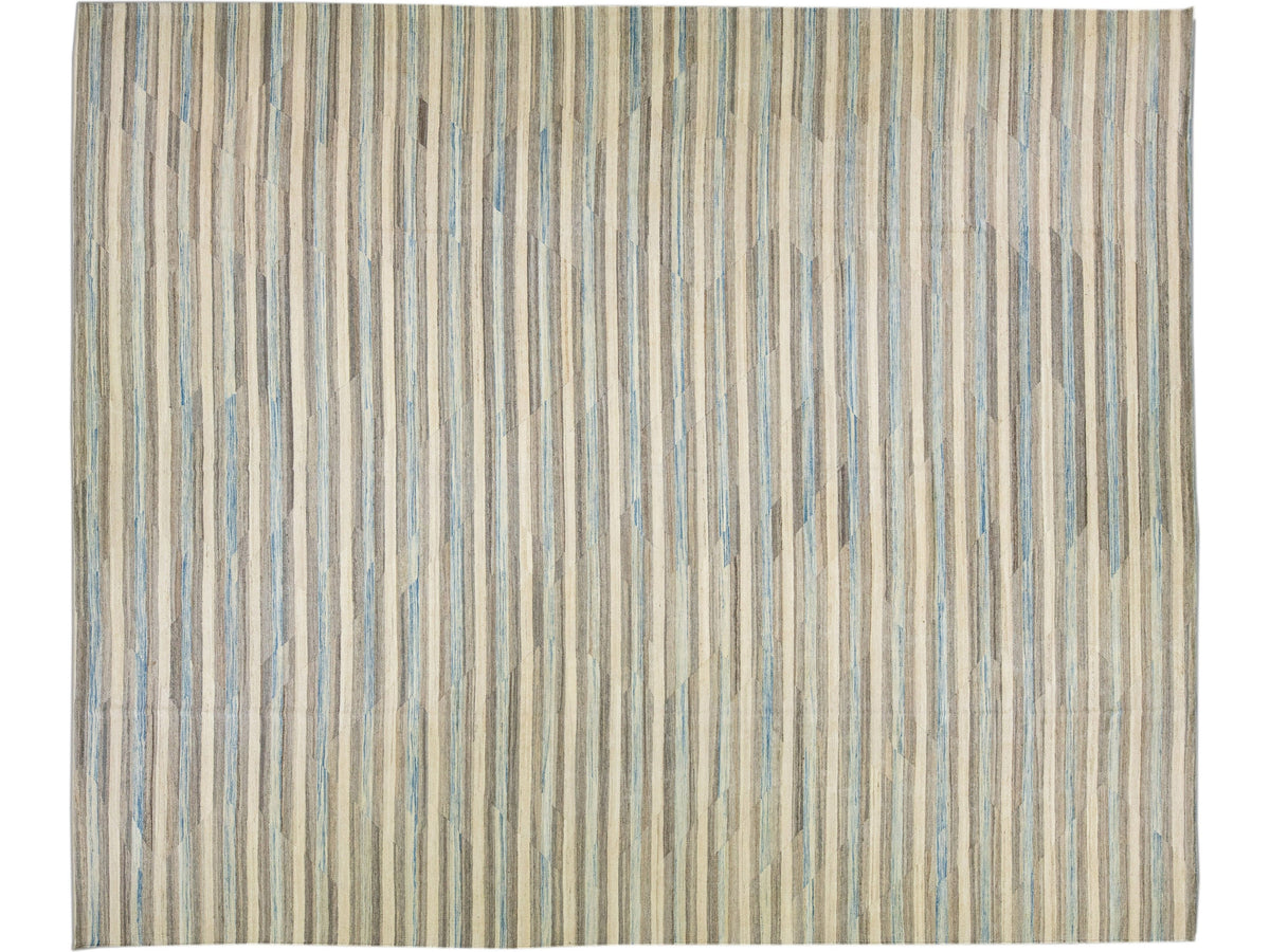 Modern Abstract Kilim Wool Rug 13 X 16