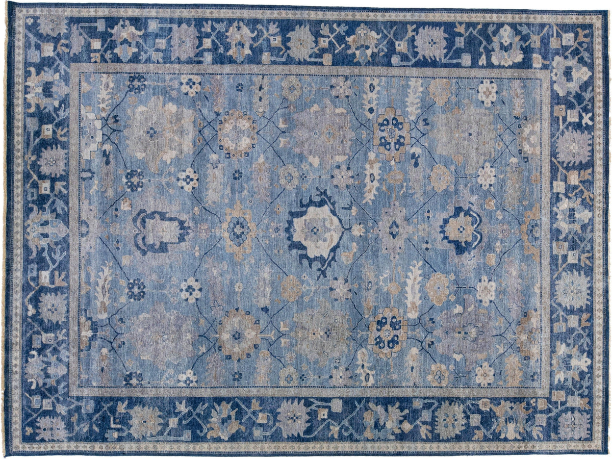 Modern Indian Artisan Wool Rug 9 X 12
