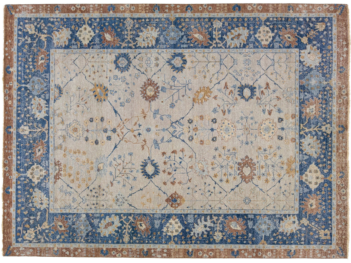 Modern Indian Artisan Wool Rug 9 X 12