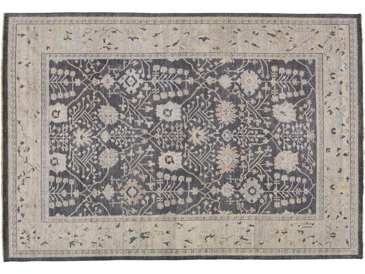 Modern Indian Artisan Wool Rug 9 X 12
