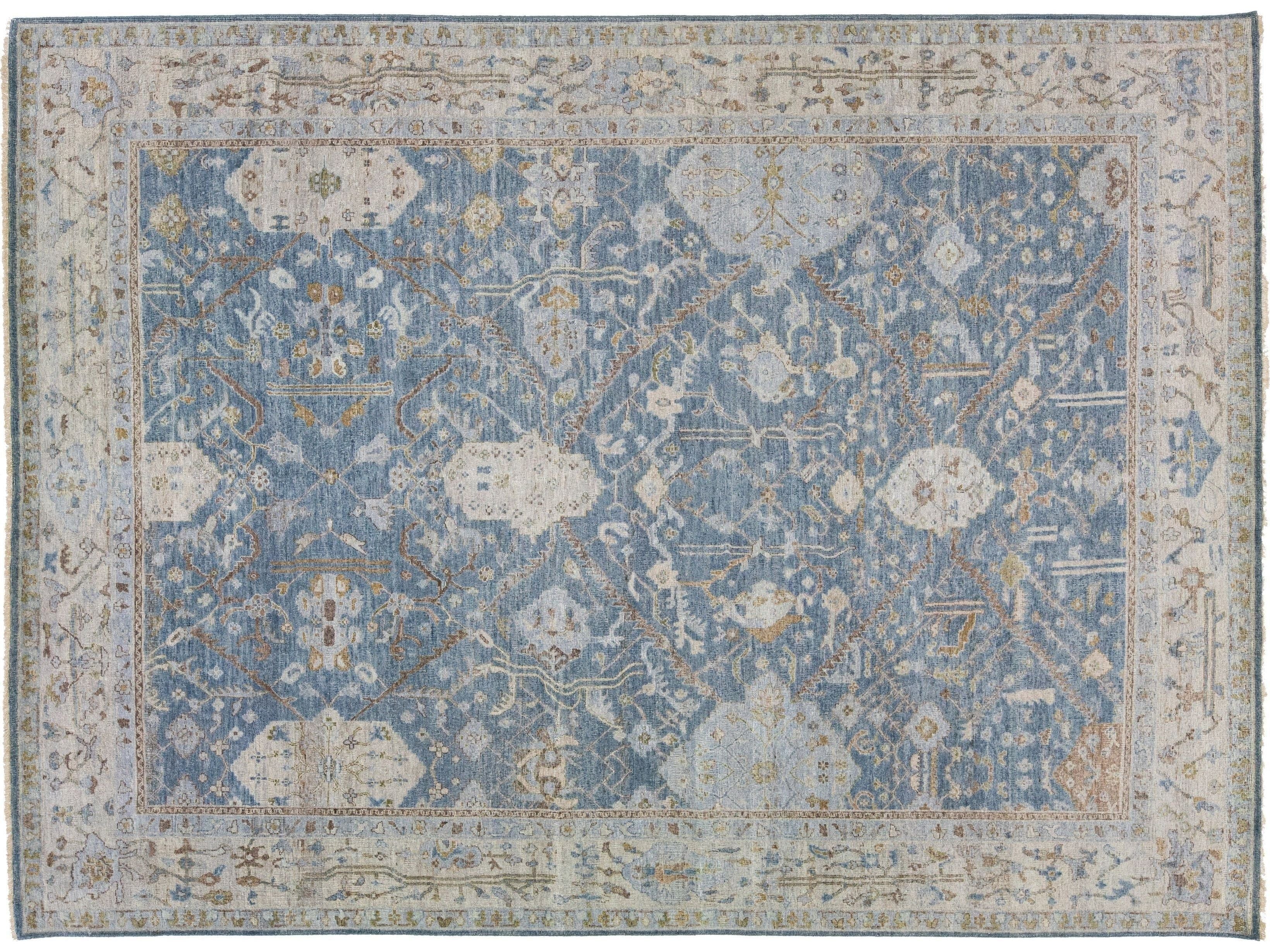 Apadana's Persian Malayer Style Handmade Blue Wool Rug
