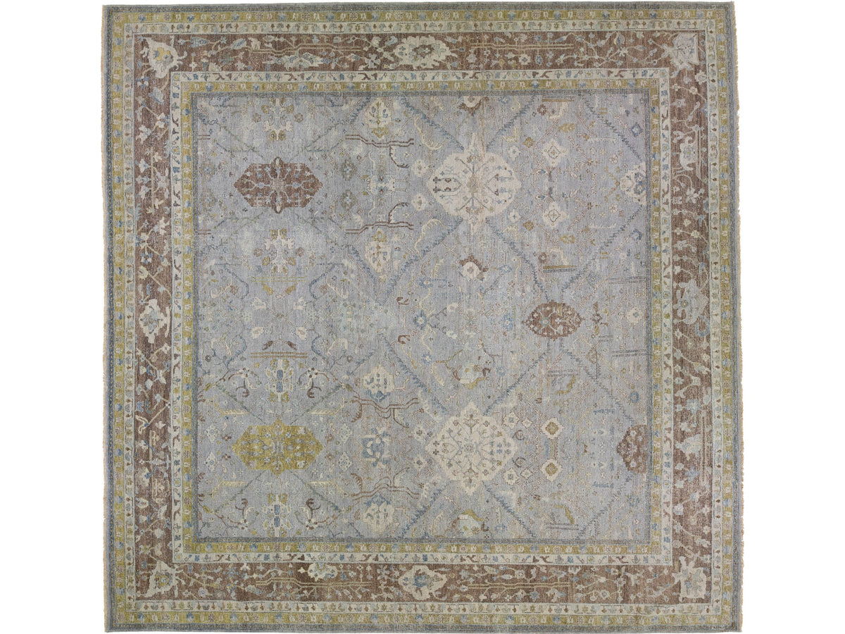 Modern Indian Artisan Square Wool Rug 15 X 15