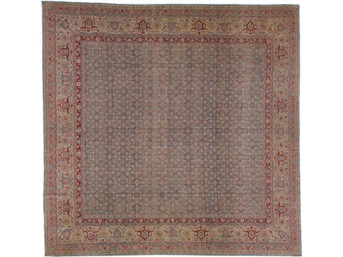 Antique Tabriz Wool Rug 14 X 14