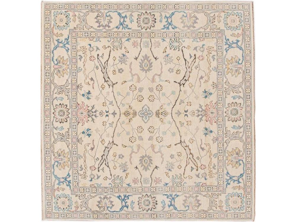 Modern Oushak Square Wool Rug 8 X 8