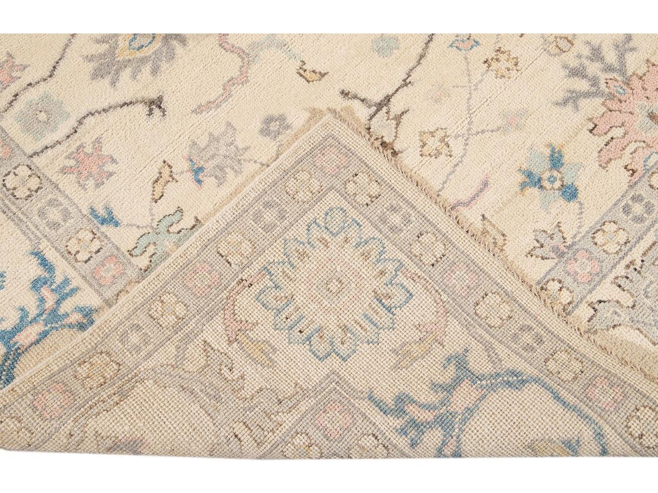 Modern Oushak Square Wool Rug 8 X 8