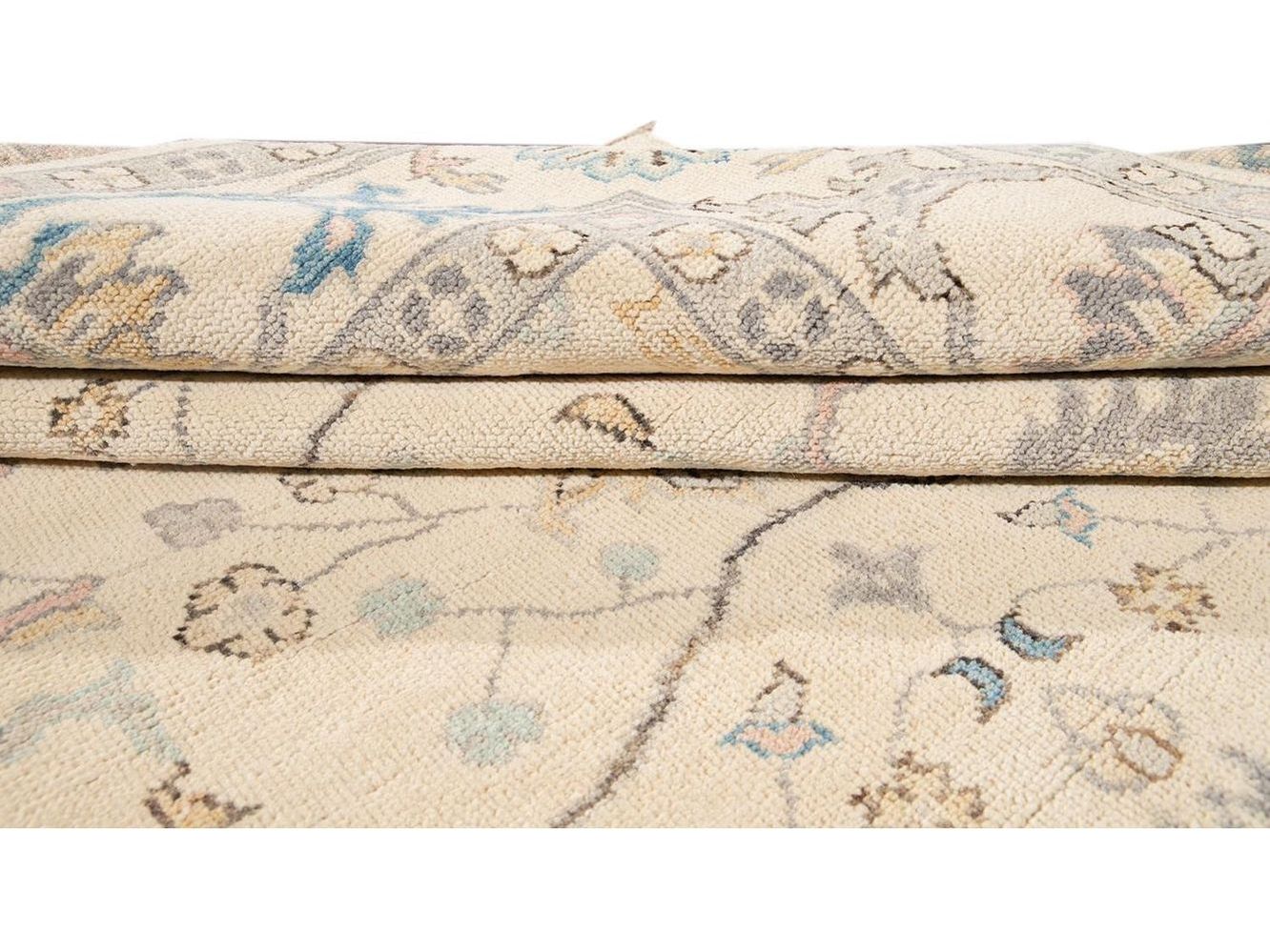 Modern Oushak Square Wool Rug 8 X 8