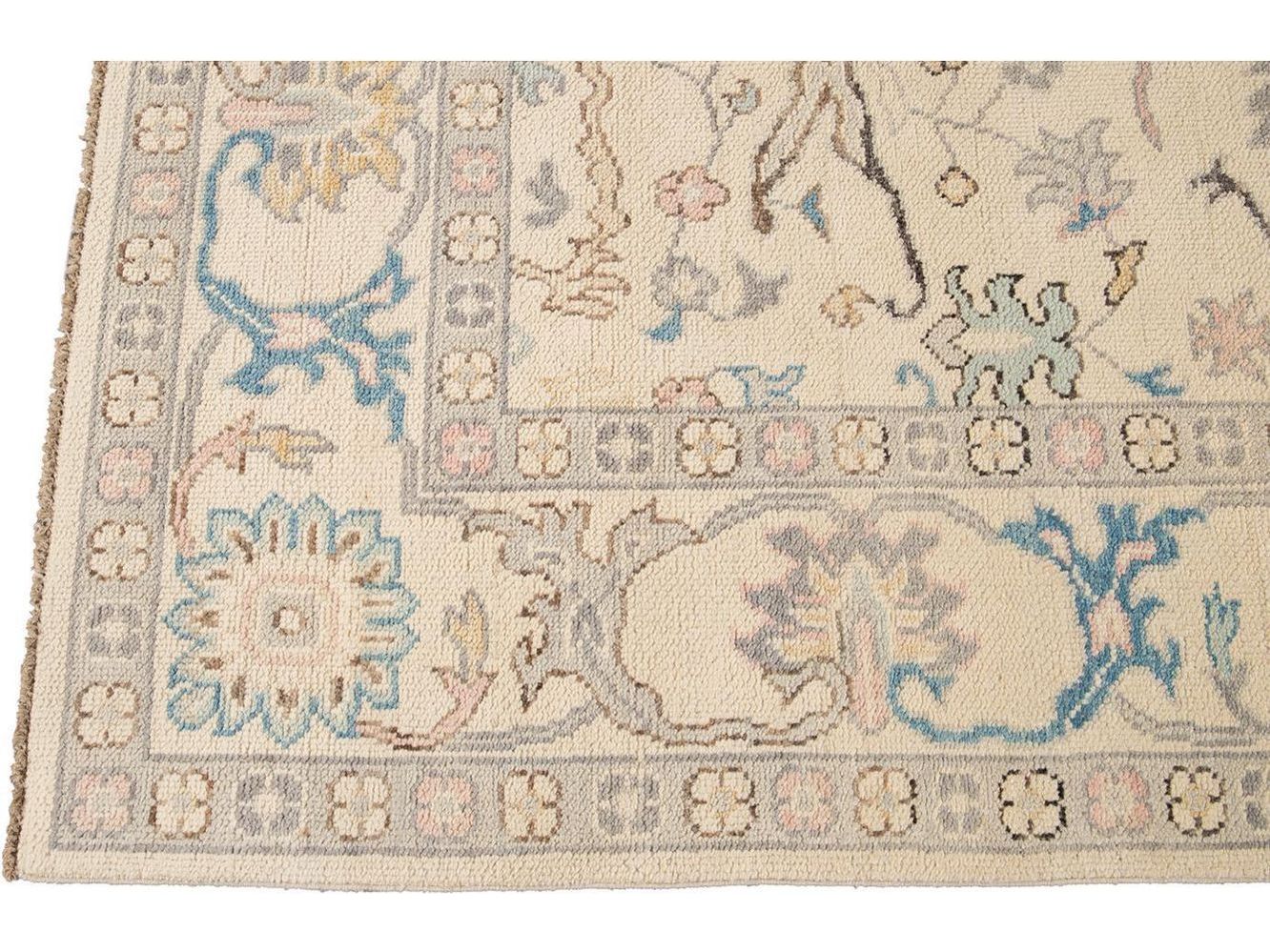 Modern Oushak Square Wool Rug 8 X 8