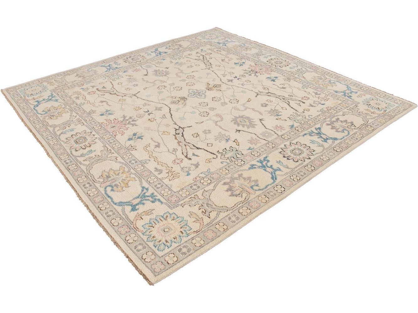 Modern Oushak Square Wool Rug 8 X 8
