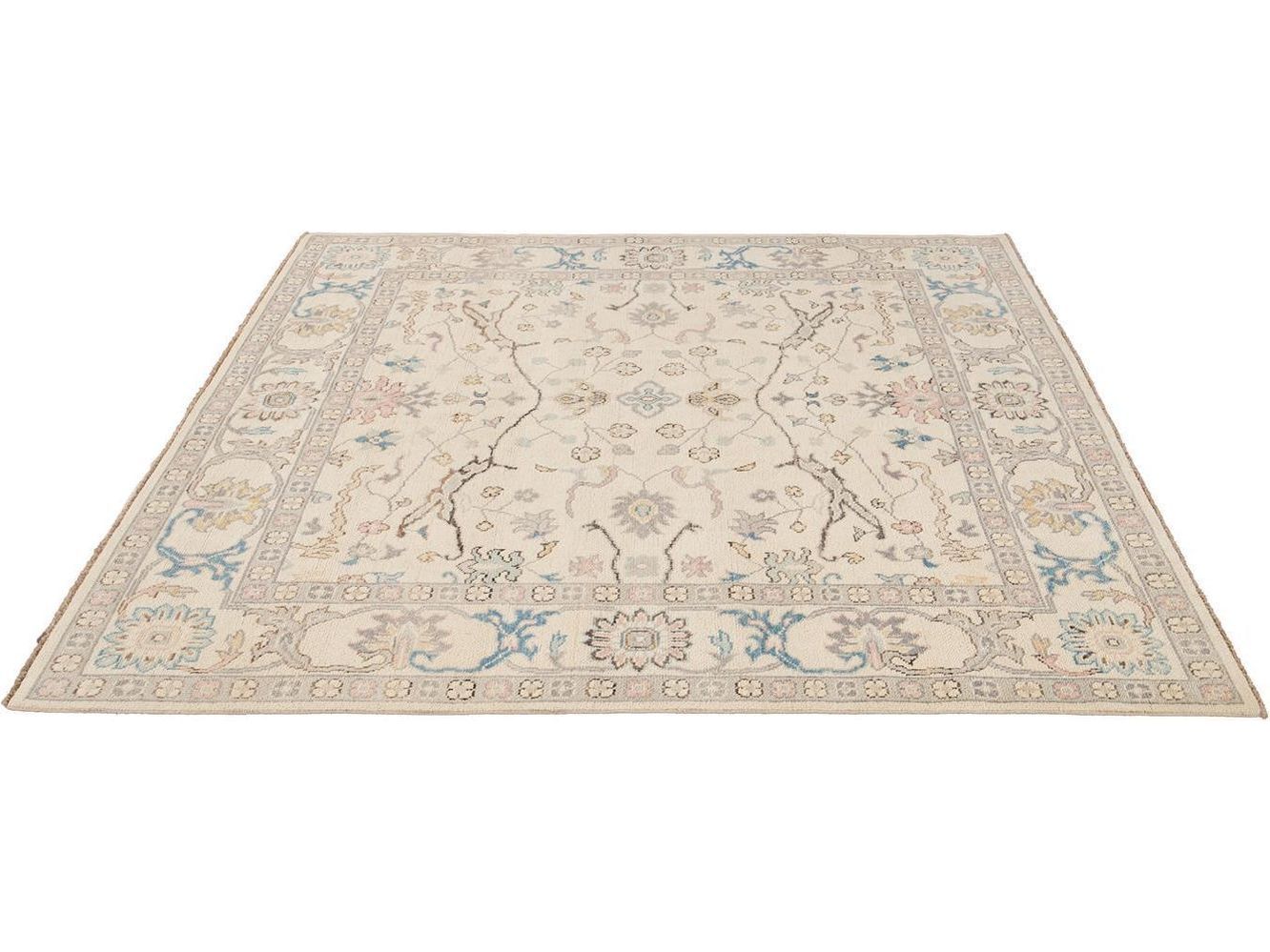 Modern Oushak Square Wool Rug 8 X 8