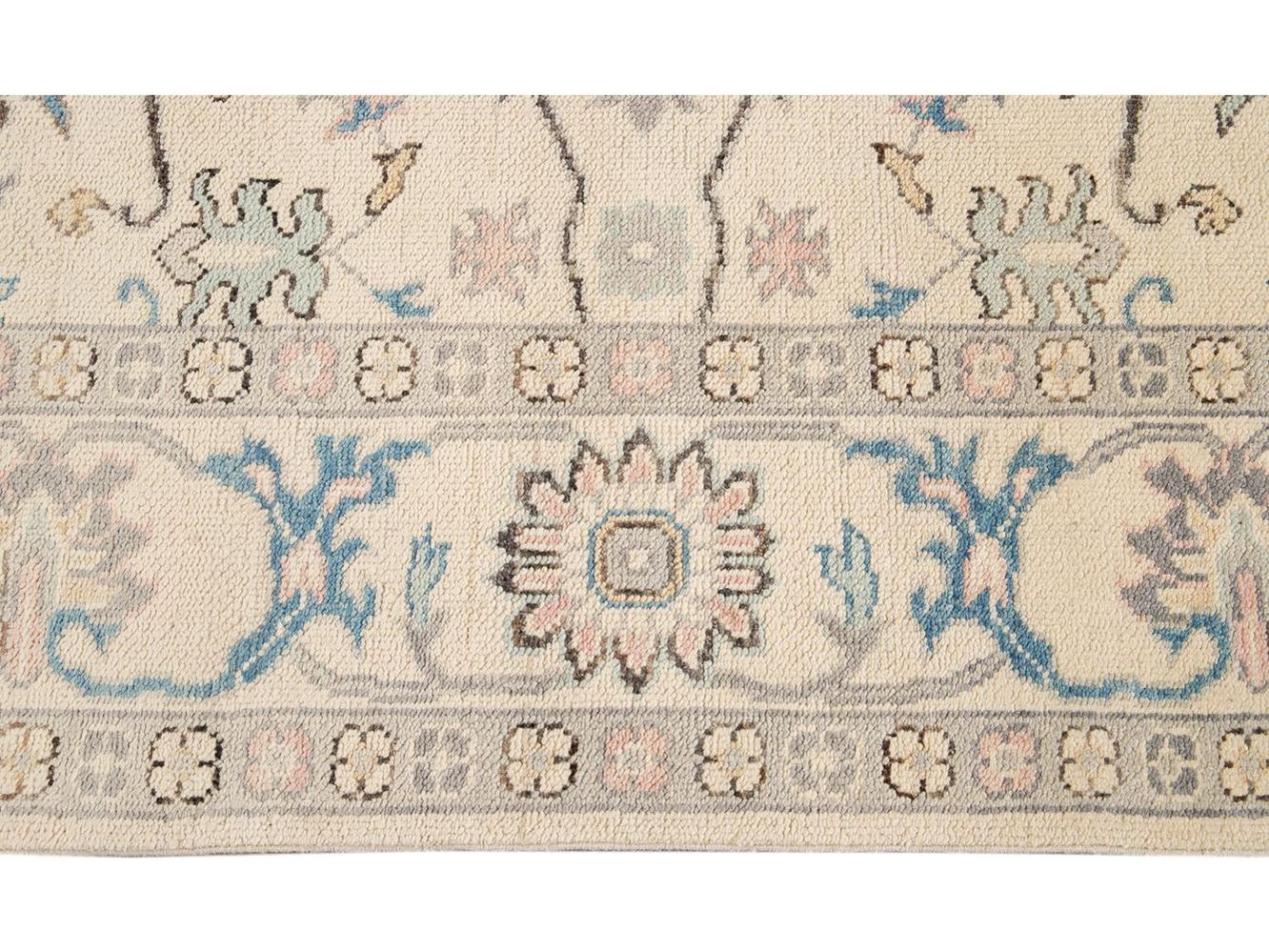 Modern Oushak Square Wool Rug 8 X 8