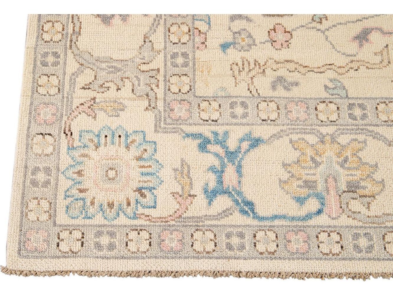 Modern Oushak Square Wool Rug 8 X 8