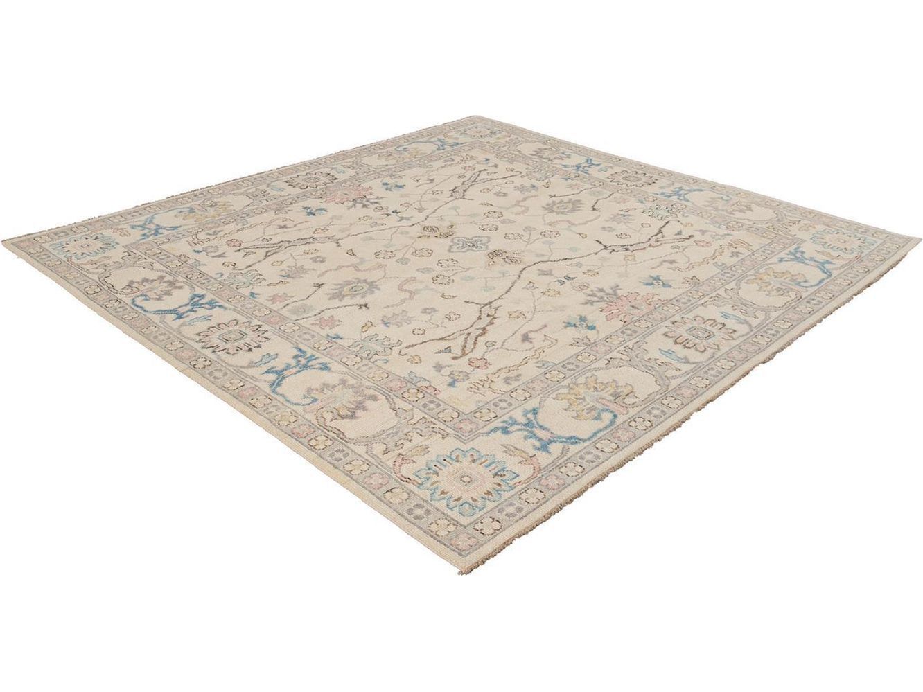 Modern Oushak Square Wool Rug 8 X 8
