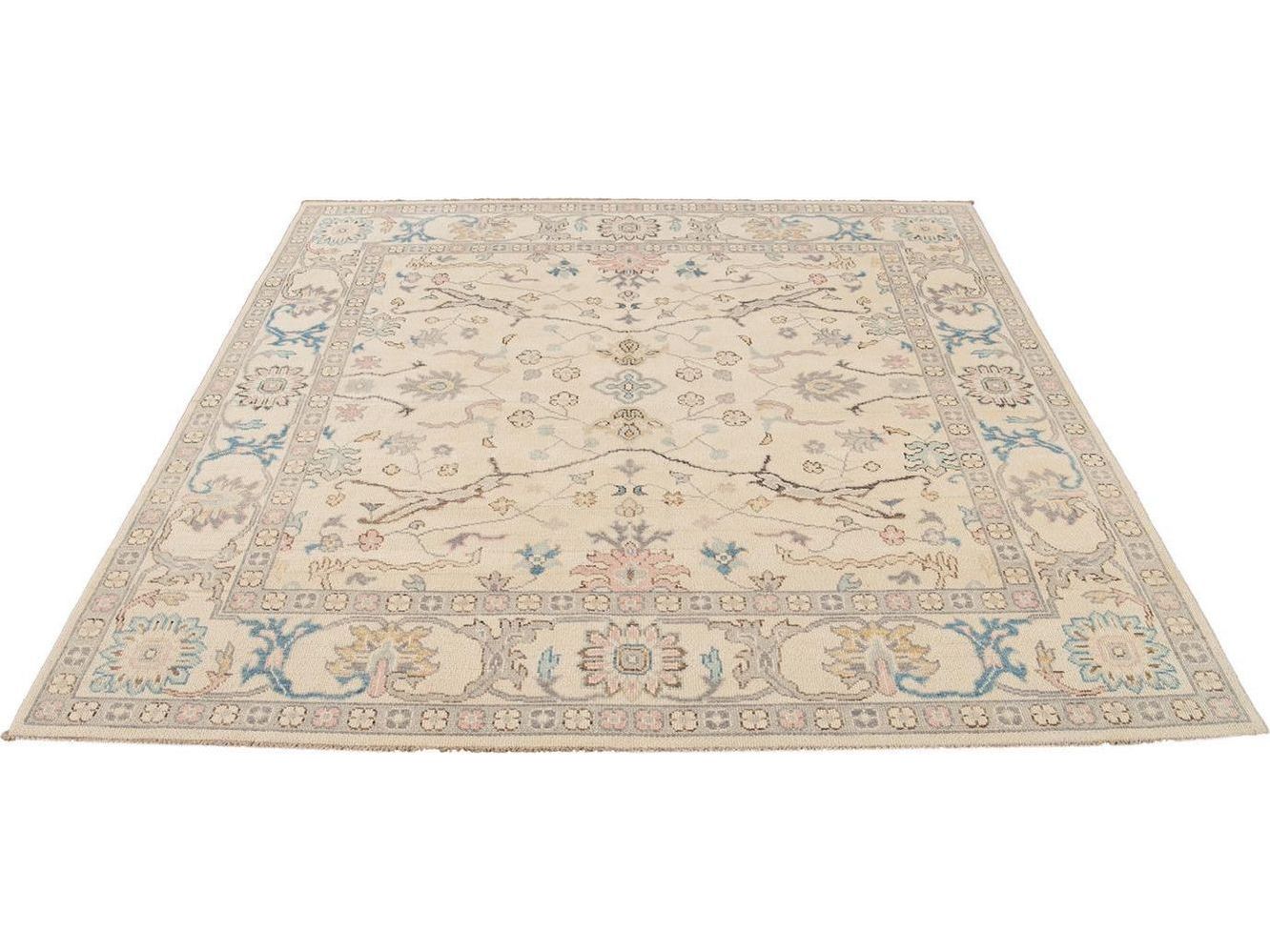 Modern Oushak Square Wool Rug 8 X 8
