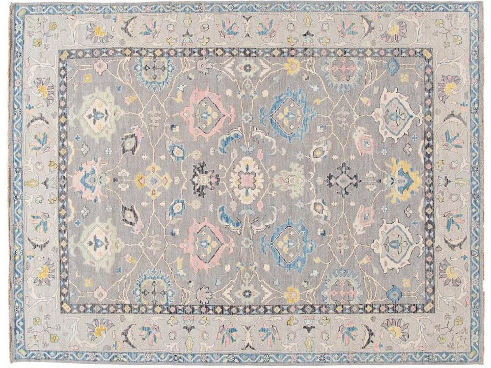 Modern Oushak Wool Rug 9 X 12