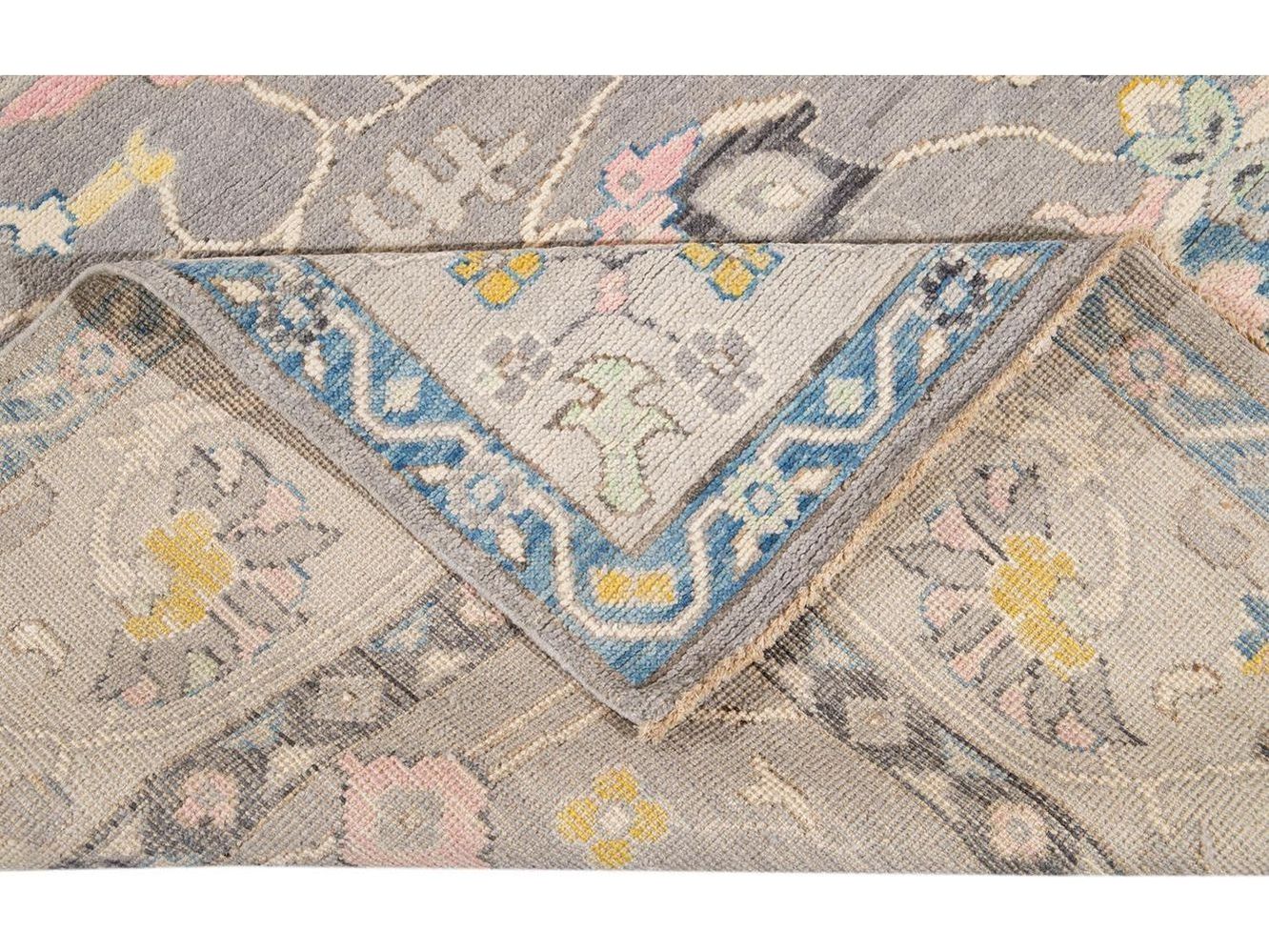 Modern Oushak Wool Rug 9 X 12