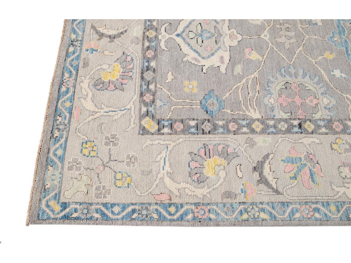 Modern Oushak Wool Rug 9 X 12