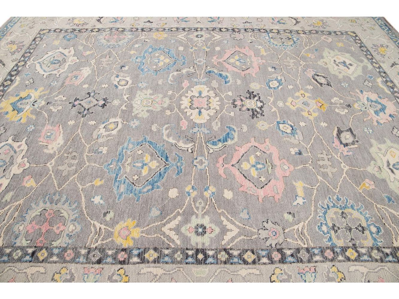 Modern Oushak Wool Rug 9 X 12