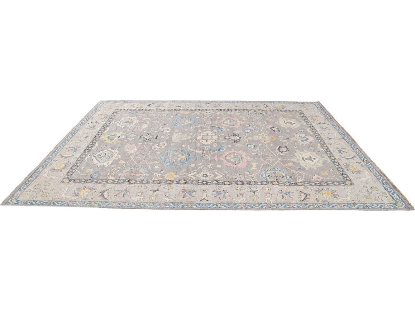 Modern Oushak Wool Rug 9 X 12