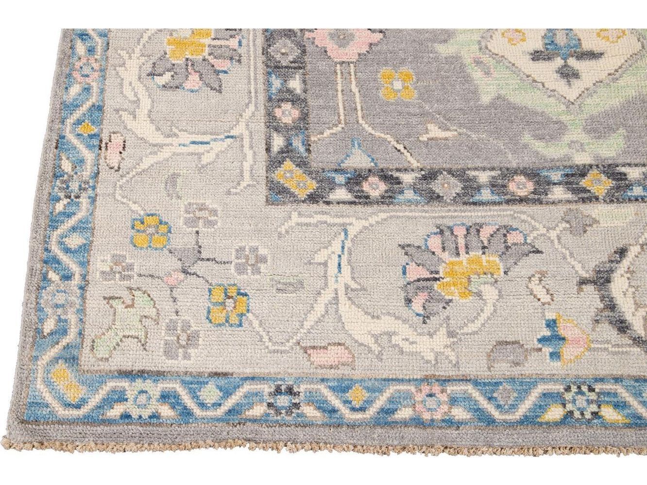 Modern Oushak Wool Rug 9 X 12