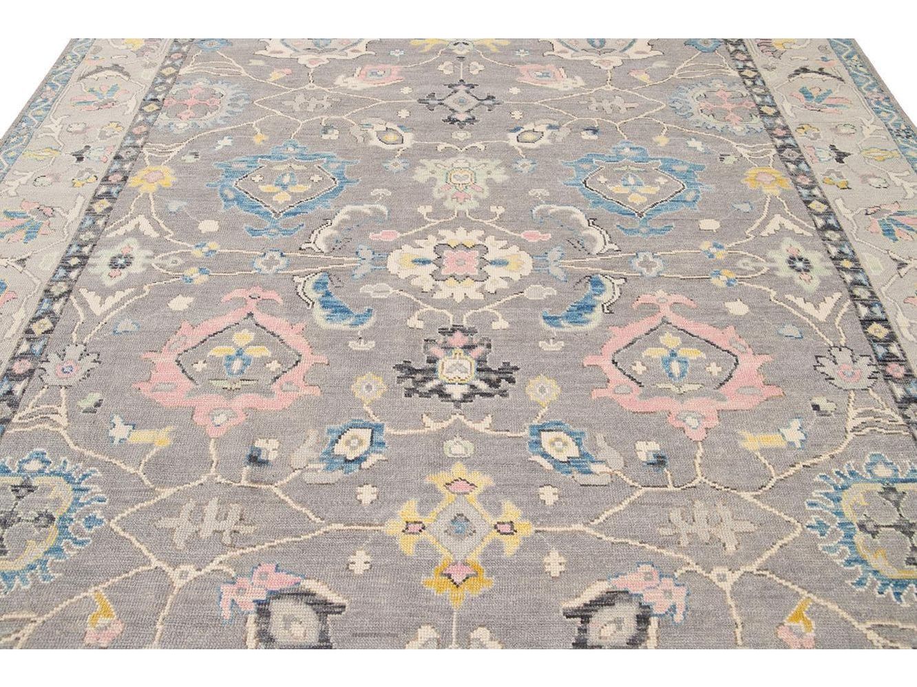 Modern Oushak Wool Rug 9 X 12