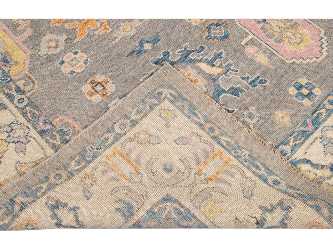 Modern Oushak Wool Rug 9 X 12