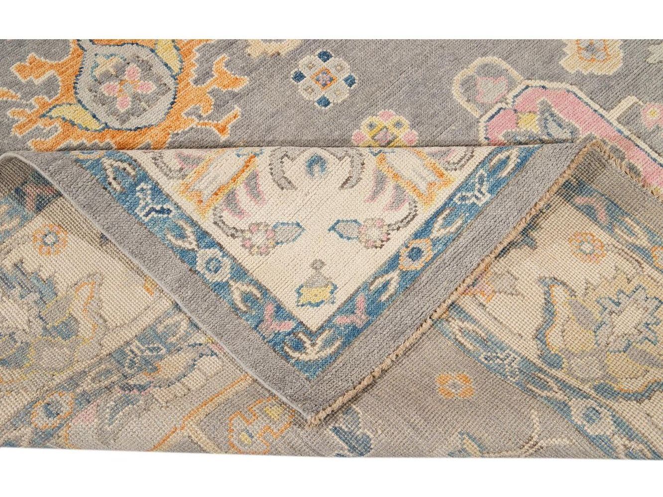 Modern Oushak Wool Rug 9 X 12