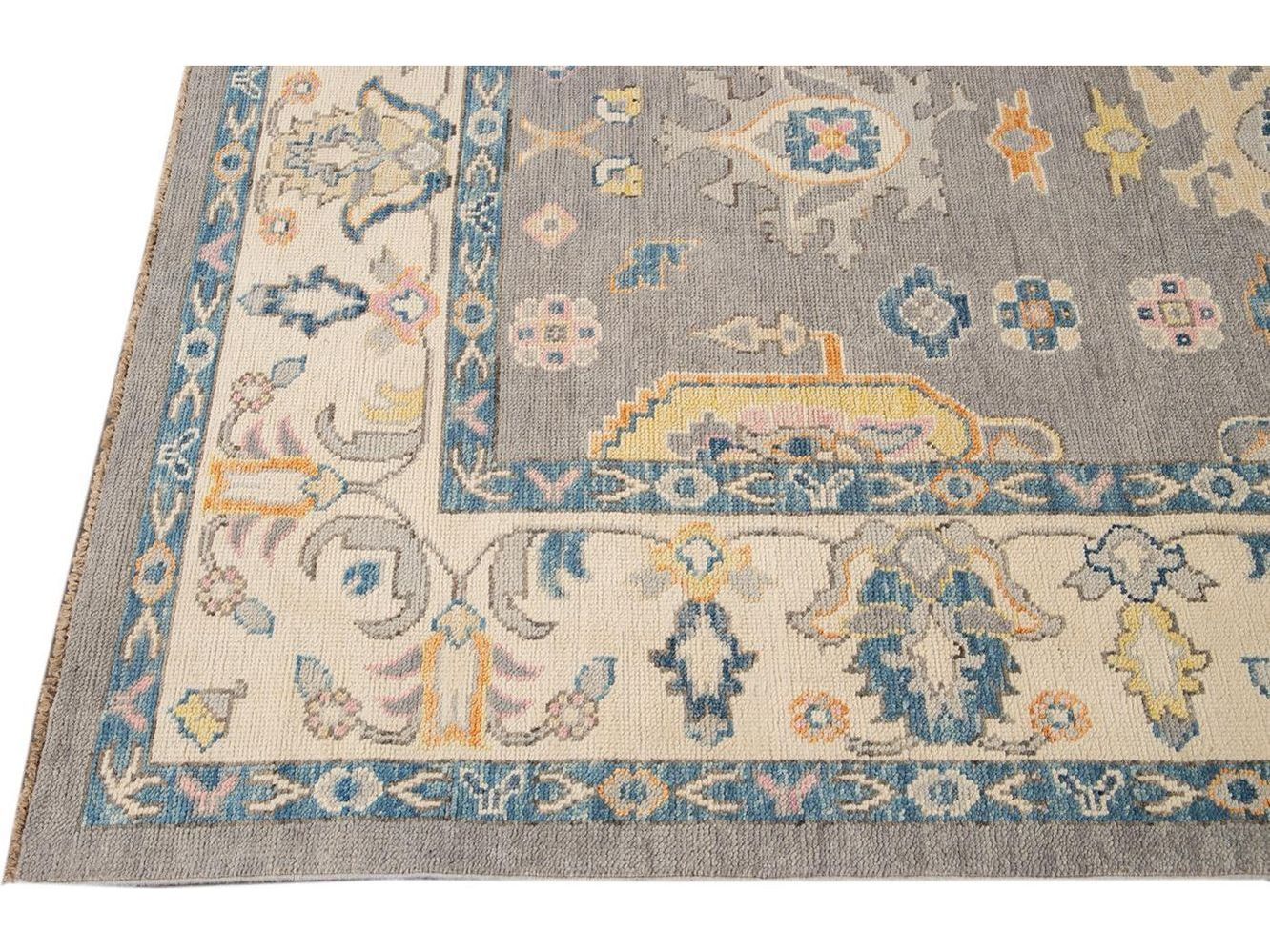 Modern Oushak Wool Rug 9 X 12