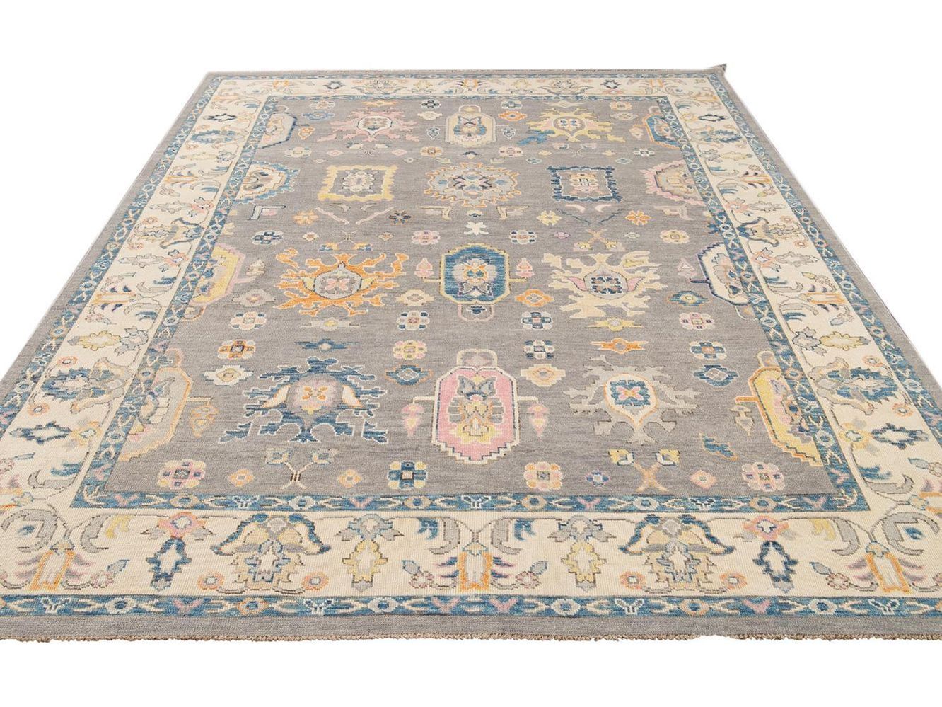 Modern Oushak Wool Rug 9 X 12