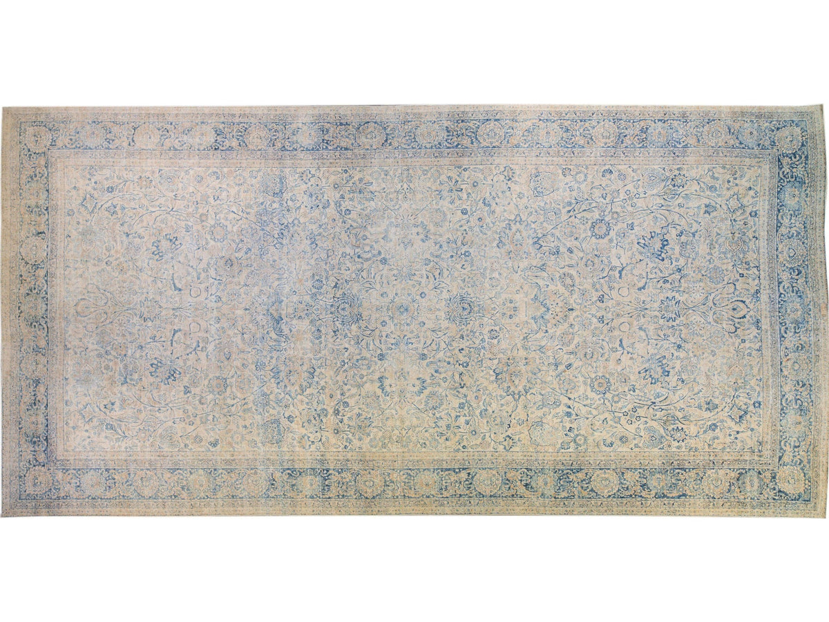 Antique Kerman Wool Rug 13 X 25