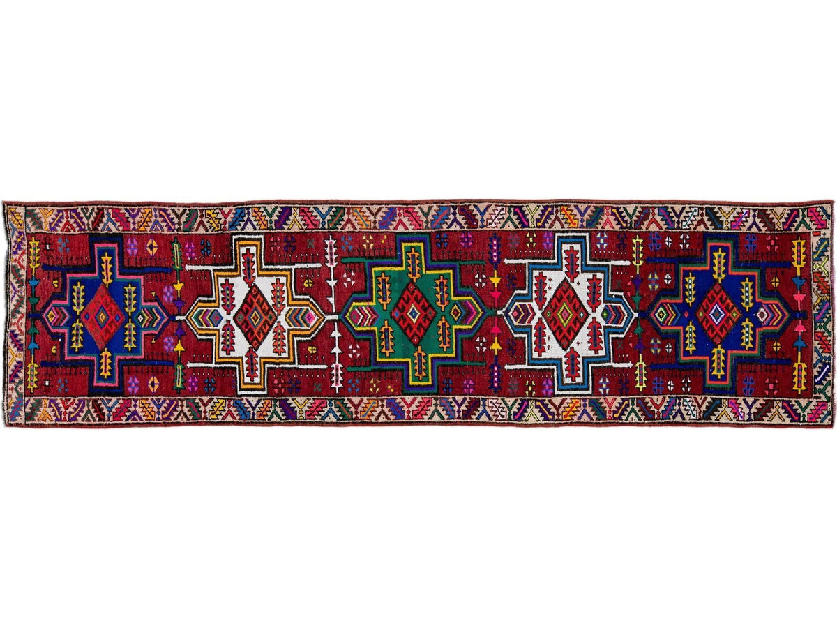 Vintage Turkish Tribal Wool Runner 3 X 12
