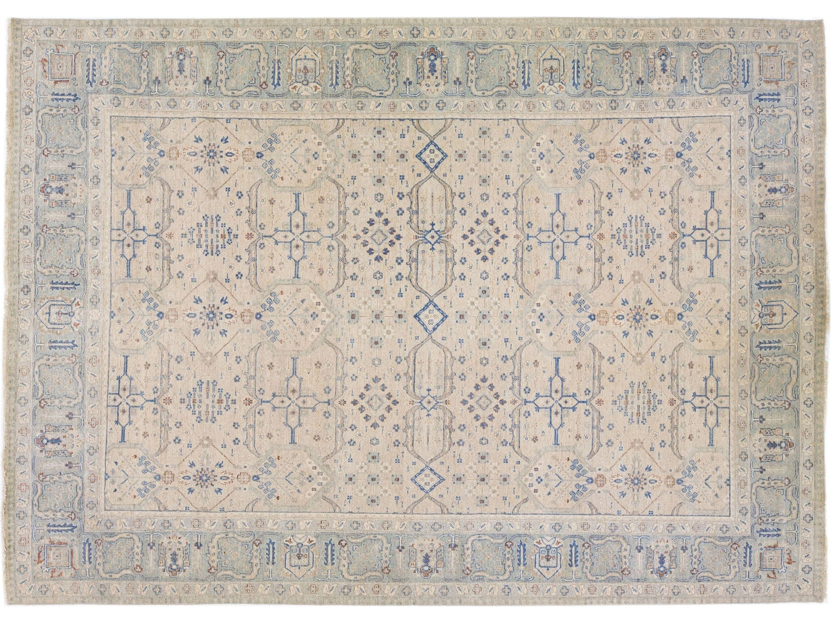 Modern Indian Artisan Wool Rug 10 X 14