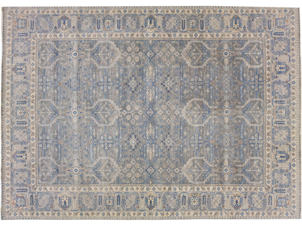 Modern Indian Artisan Wool Rug 10 X 14