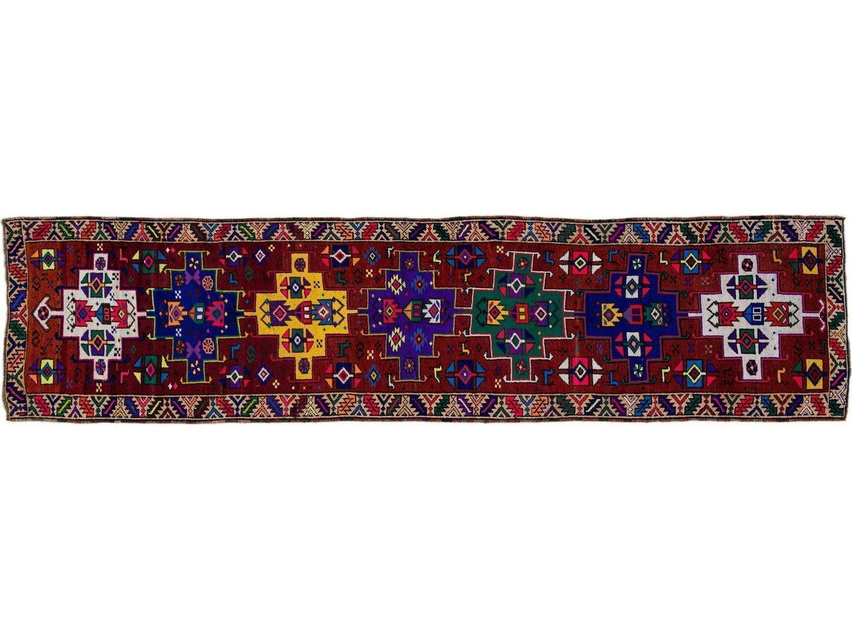 Vintage Turkish Tribal Wool Runner 3 X 13